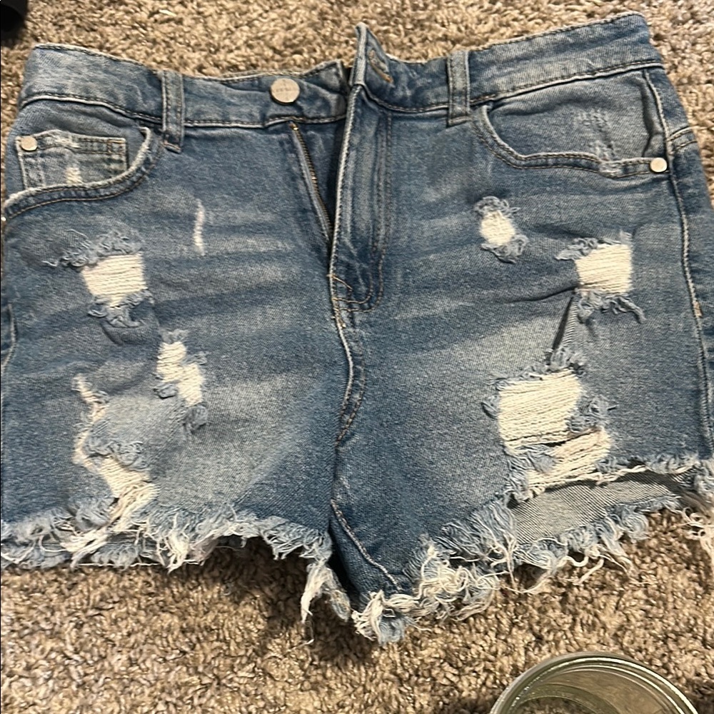 Kendall & Kylie Blue Distressed Jean Shorts